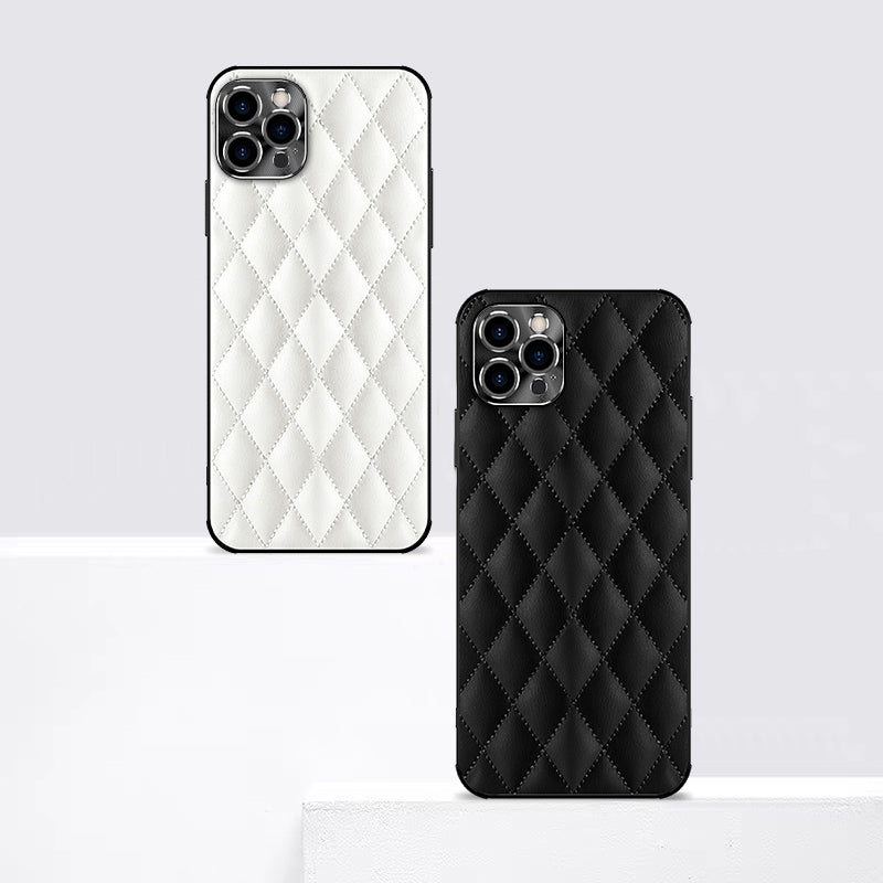 Funda de cuero para teléfono con estampado de diamantes