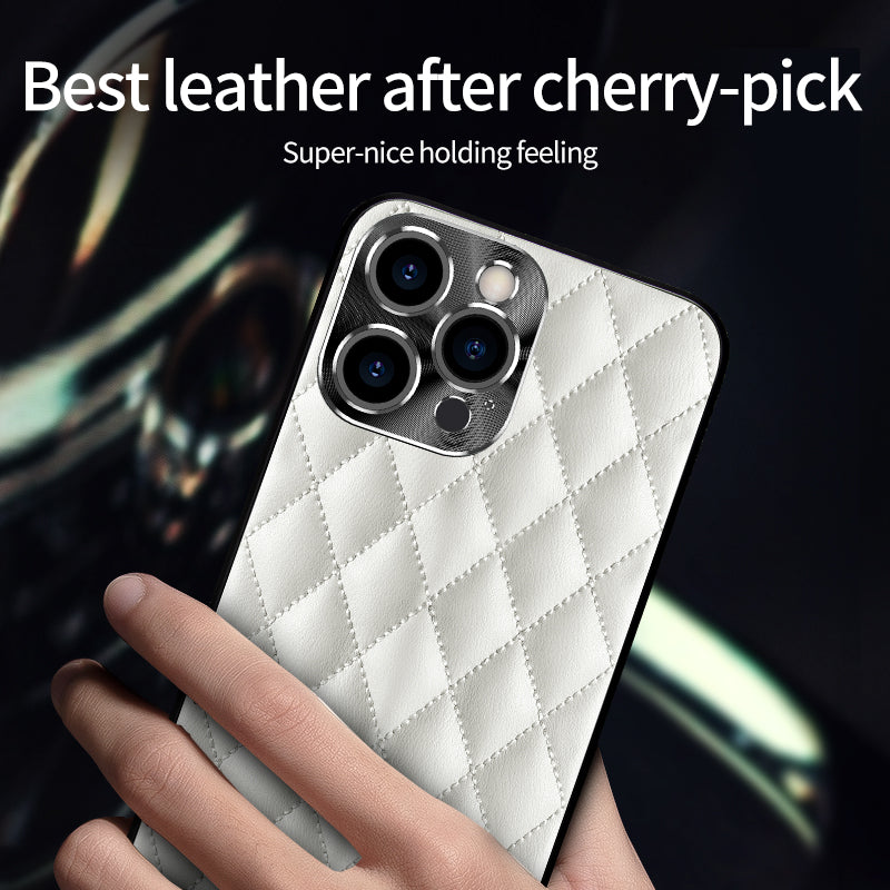 Leather Diamond-Pattern Phone Case