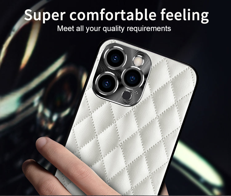 Leather Diamond-Pattern Phone Case