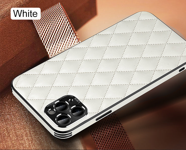 Leather Diamond-Pattern Phone Case