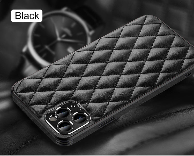 Leather Diamond-Pattern Phone Case